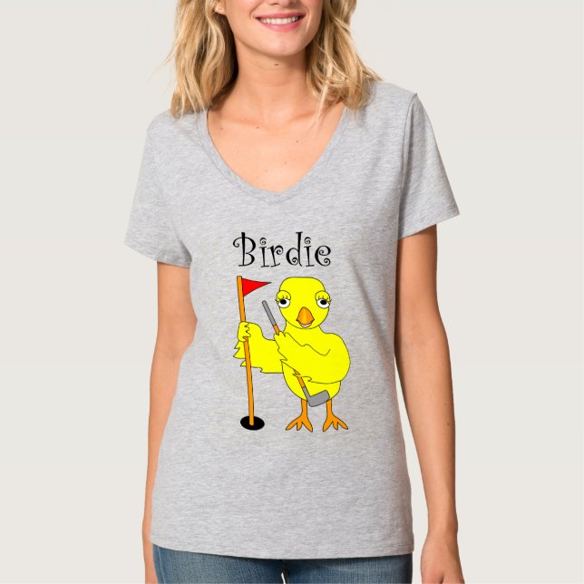 Birdie Golfer Chick T Shirt (Framsida)