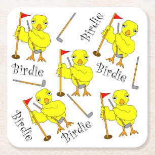 Birdie Golfer Chick Underlägg Papper Kvadrat