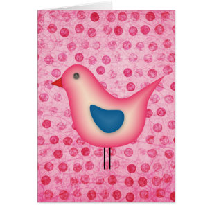 Birdie på Rosa Polka dots Hälsningskort