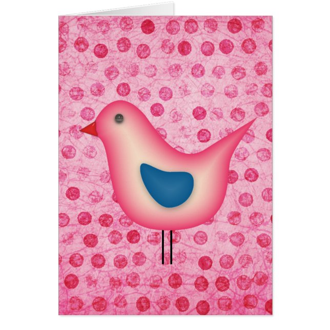 Birdie på Rosa Polka dots Hälsningskort (Framsidan)