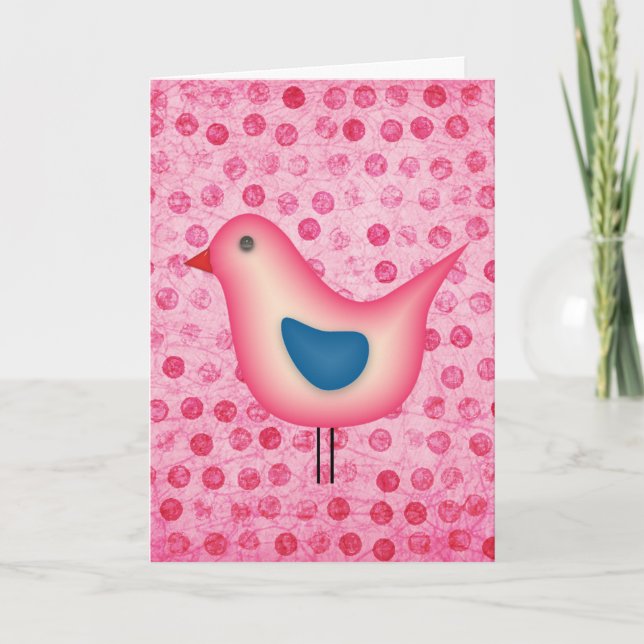 Birdie på Rosa Polka dots Kort (Framsida)