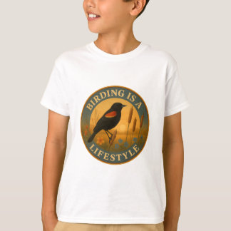 Birding är en livsstil - rödvingade svarta fågel t shirt