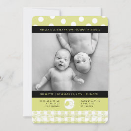 Birdmeddelande om Lime Baby Snöre Twin Girls Meddelande