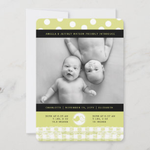 Birdmeddelande om Lime Baby Snöre Twin Girls Meddelande