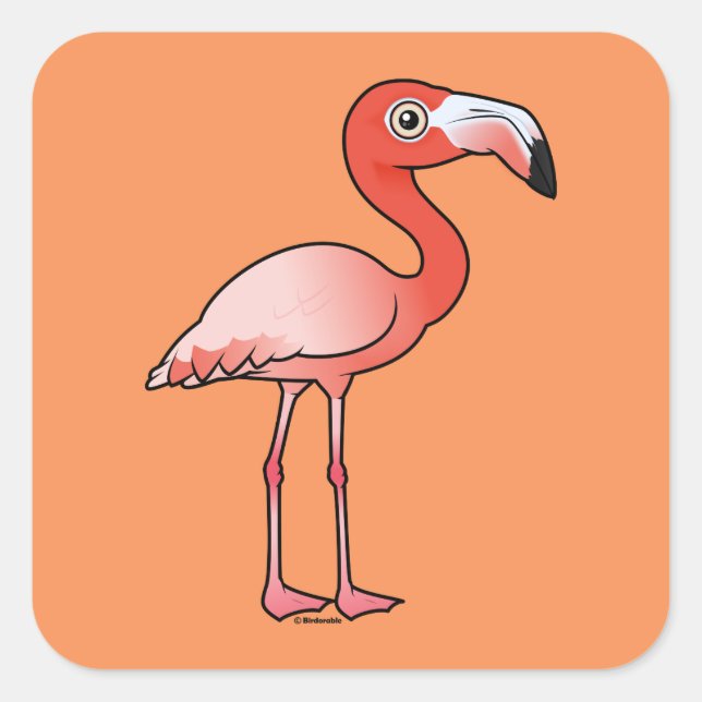 Birdorable American Flamingo Fyrkantigt Klistermärke (Framsida)