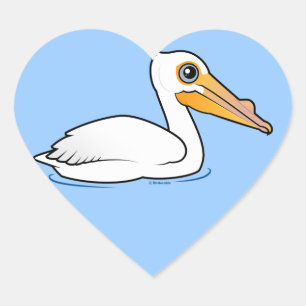 BIrdorable American White Pelican Hjärtformat Klistermärke