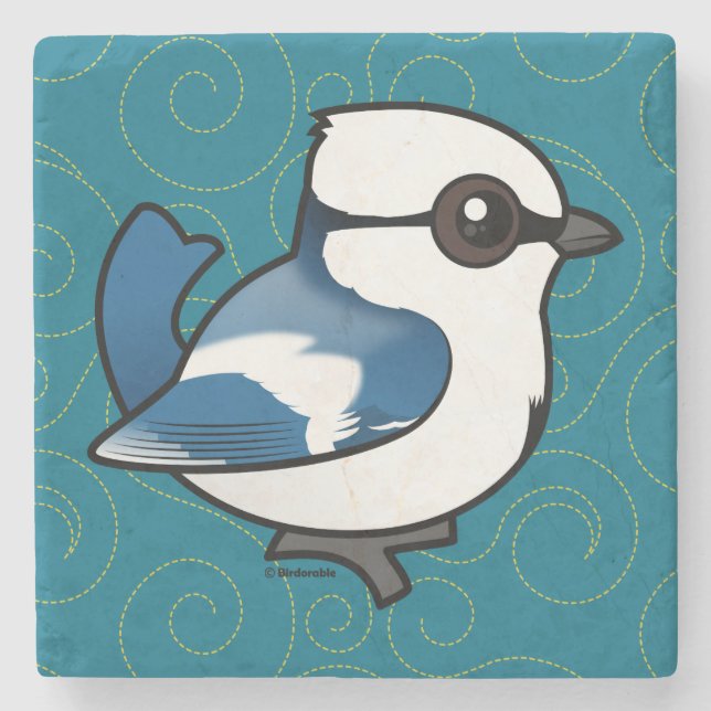 Birdorable Azure Tit Underlägg Sten (Framsidan)