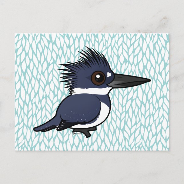 Birdorable Belted Kingfisher (man) Vykort (Framsida)