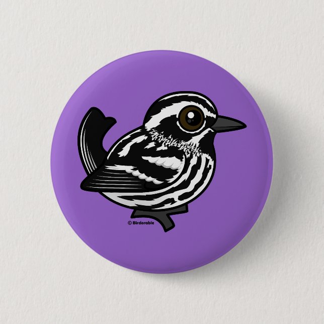 Birdorable Black & White Warbler Knapp (Framsida)