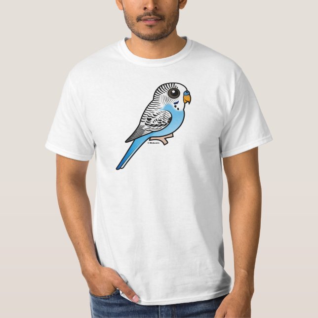 Birdorable Budgie blått T Shirt (Framsida)