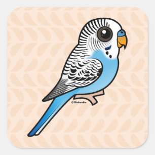 Birdorable Budgie Blue Fyrkantigt Klistermärke
