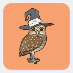 Birdorable Burrowing Uggla Witch Fyrkantigt Klistermärke
