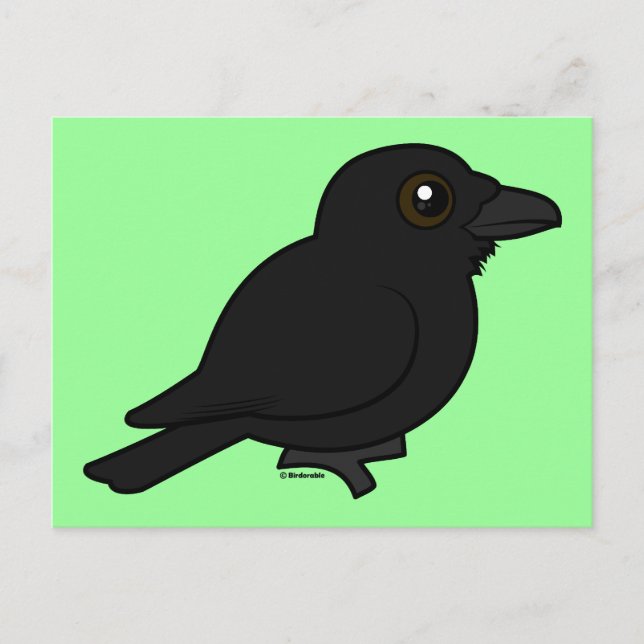 Birdorable Common Raven Vykort (Framsida)