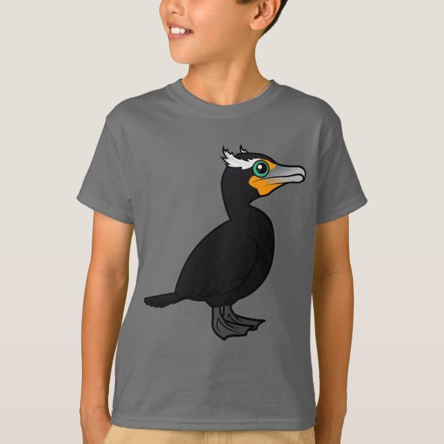 Birdorable Dubbla Crested Cormorant T-shirt (Framsida)