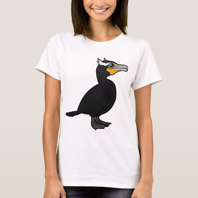 Birdorable Dubbla Crested Cormorant Tee Shirt (Framsida)