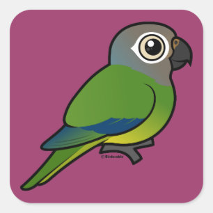 Birdorable Dusky-hövdade Conure Fyrkantigt Klistermärke