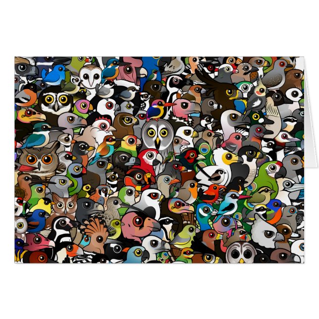 Birdorable folkmassa hälsningskort (Framsidan Horizontal)