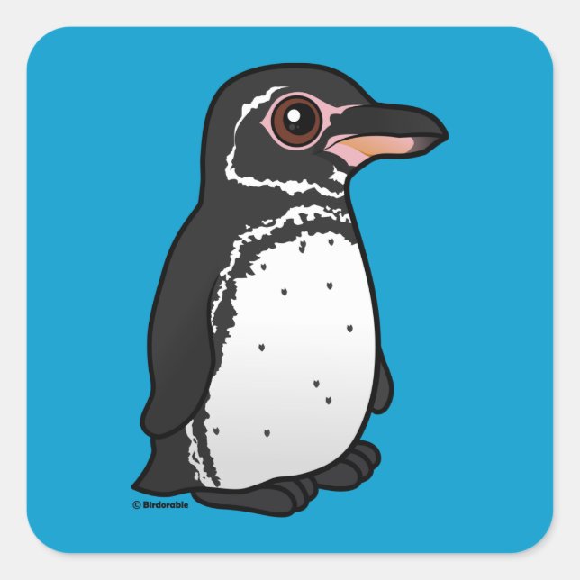 Birdorable Galapagos Penguin Fyrkantigt Klistermärke (Framsida)
