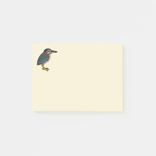 Birdorable grön Heron Post-it Block (Framsida)
