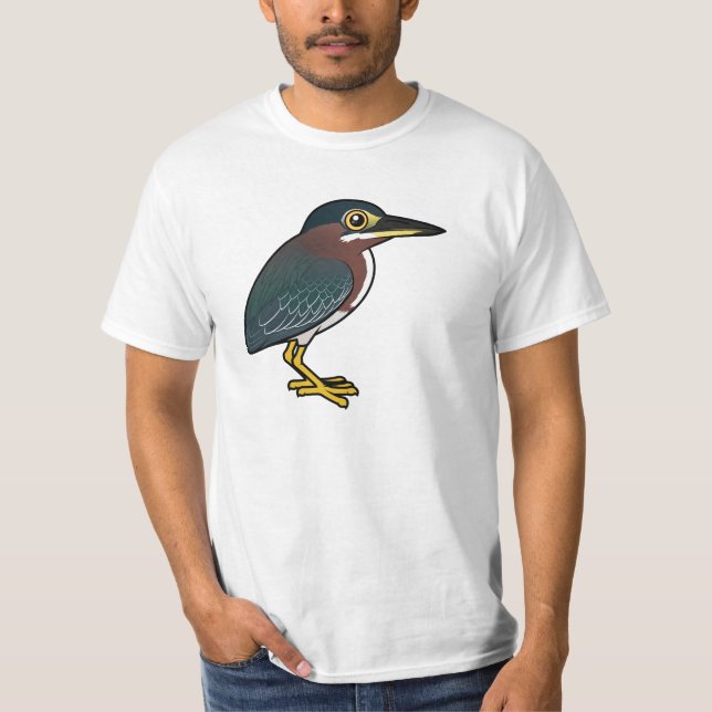 Birdorable grön Heron Tee Shirt (Framsida)