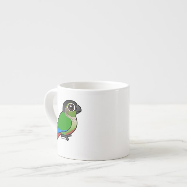 Birdorable Grönt-varade fräck mot Conure Espressomugg (Framsida vänster)