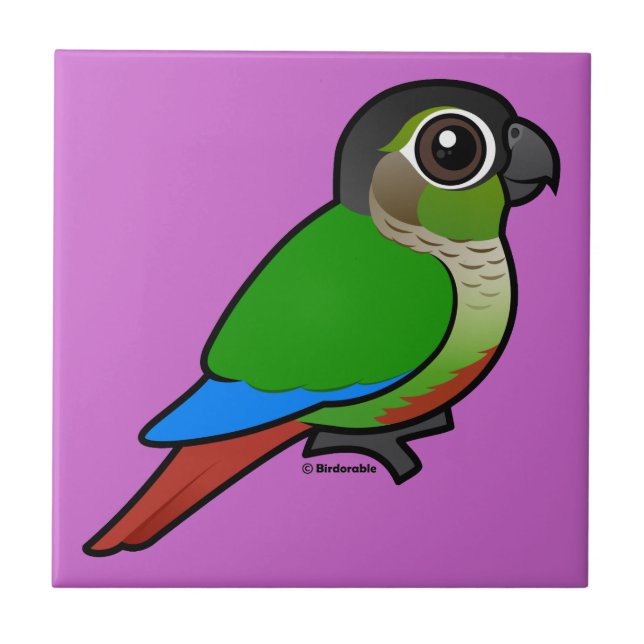 Birdorable Grönt-varade fräck mot Conure Kakelplatta (Framsidan)