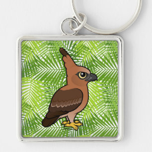 Birdorable Javan Hawk-Eagle (ungdom) Fyrkantig Silverfärgad Nyckelring