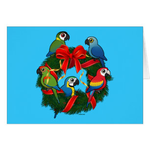 Birdorable Macaws-julkrans Hälsningskort