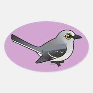 Birdorable Northern Mockingbird Ovalt Klistermärke