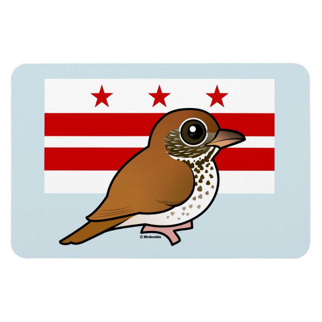 Birdorable of Washington, D.C.: Wood Thush Magnet (Horisontell)