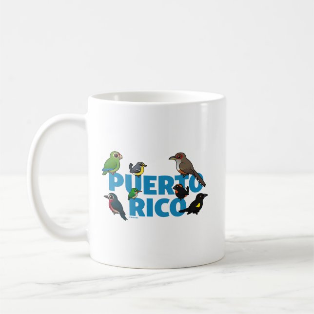 Birdorable Puerto Rico-feat. Endemiska fåglar Kaffemugg (Vänster)