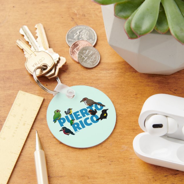Birdorable Puerto Rico-feat. Endemiska fåglar Nyckelring (Skrivbord)