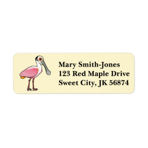 Birdorable Roseate Spoonbill Returadress Etikett