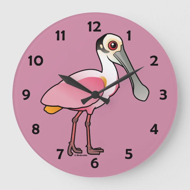 Birdorable Roseate Spoonbill Stor Klocka (Framsida)