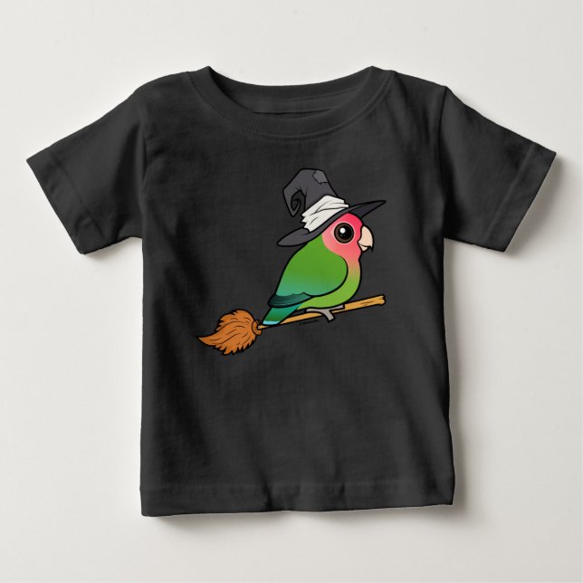 Birdorable Rosenkindad dvärgparakit Halloween-häxa T Shirt (Framsida)