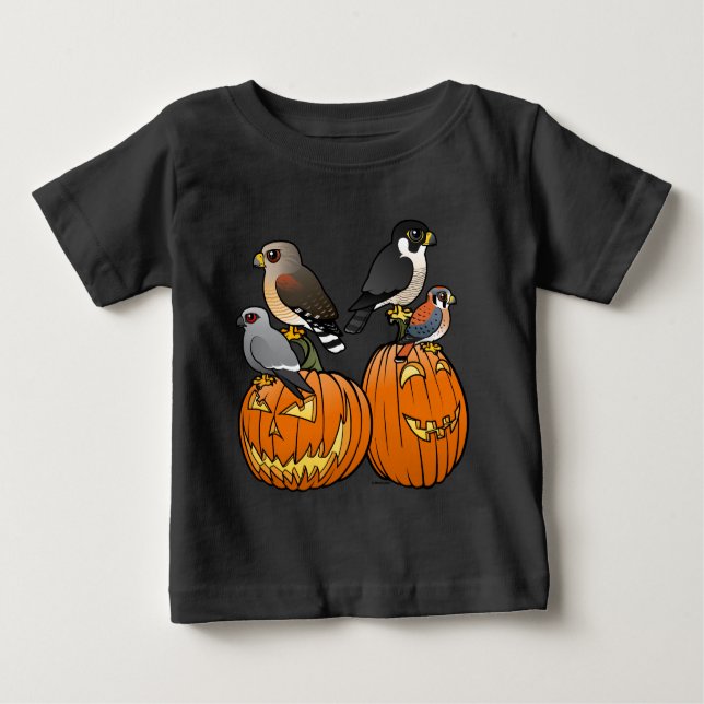 Birdorable rovfåglar på pumpor t-shirt (Framsida)