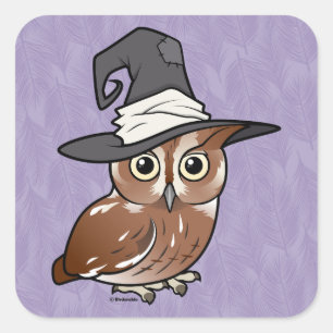 Birdorable Screech Uggla Witch Fyrkantigt Klistermärke