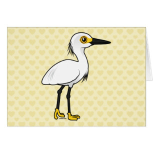 Birdorable snöig Egret Hälsningskort