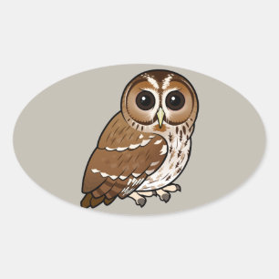 Birdorable Tawny uggla Ovalt Klistermärke
