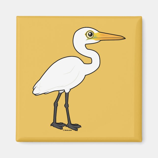 Birdorable Underbar Egret Magnet (Framsidan)
