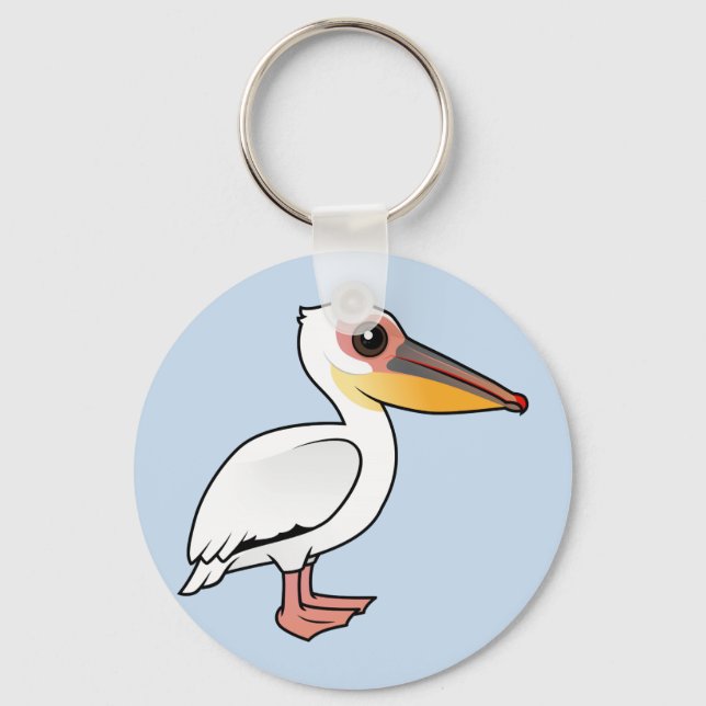 Birdorable Underbar White Pelican Nyckelring (Framsida)