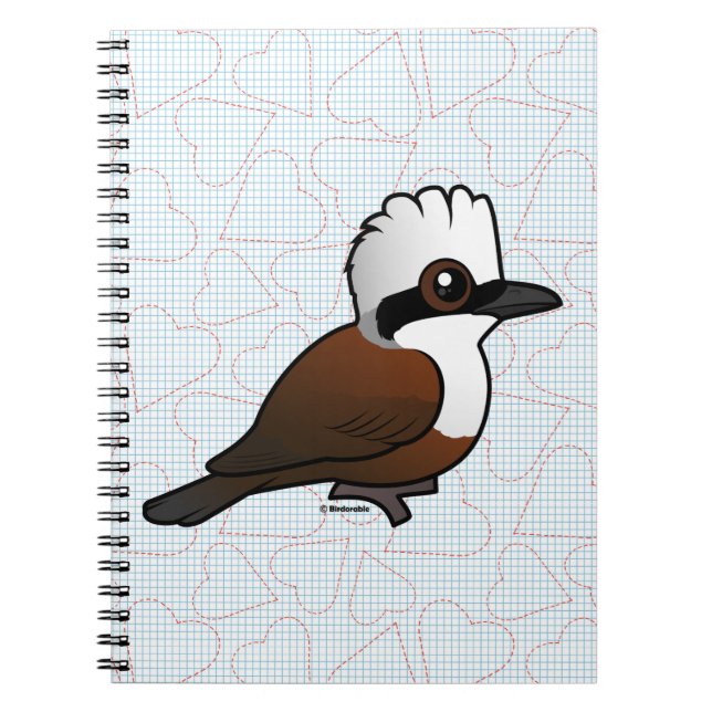 Birdorable Vit-krönade Laughingthrush Anteckningsbok Med Spiral (Framsidan)