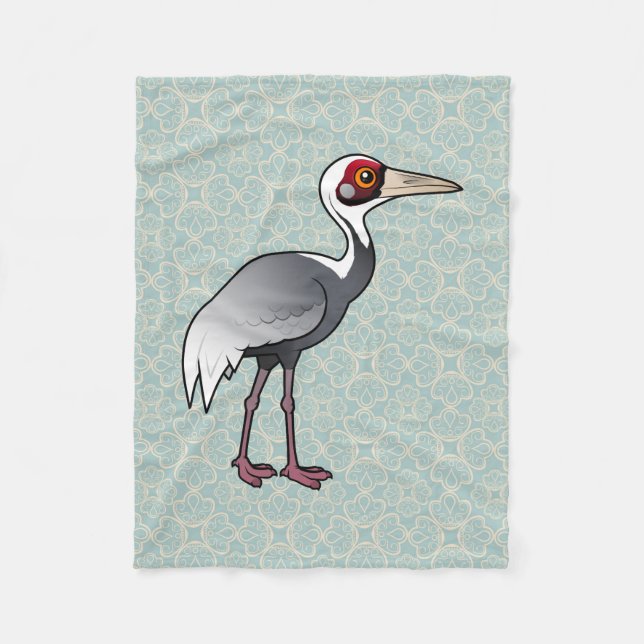 Birdorable Vit-napedkran Fleecefilt (Framsidan)