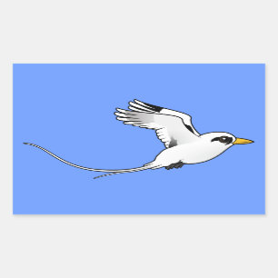 Birdorable Vit-tailed Tropicbird i flyg Rektangulärt Klistermärke