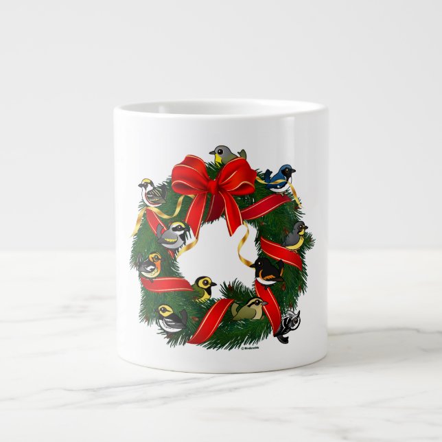 Birdorable Warblers Julkrans Jumbo Mugg (Framsidan)