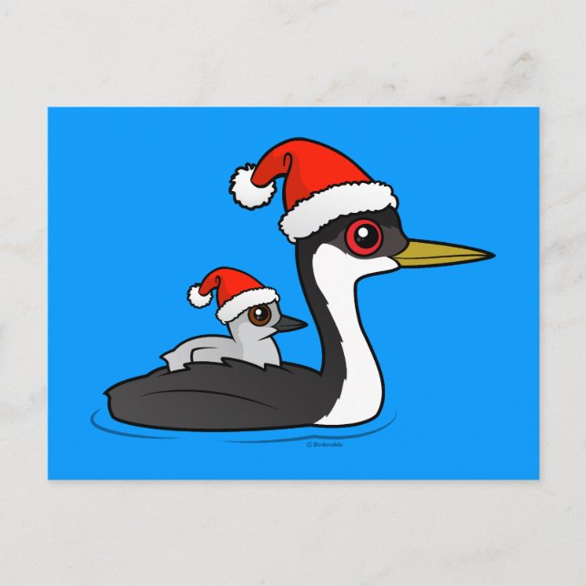 Birdorable Western Grebe Santa Helg Vykort (Framsida)