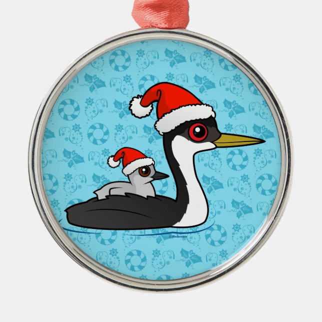 Birdorable Western Grebe Santa Julgransprydnad Metall (Framsidan)