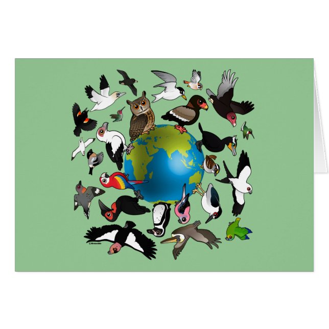 Birdorables värld runt hälsningskort (Framsidan Horizontal)
