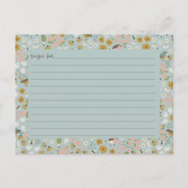 Birds and Bees Floral Bridal Shower Recipe Card Vykort