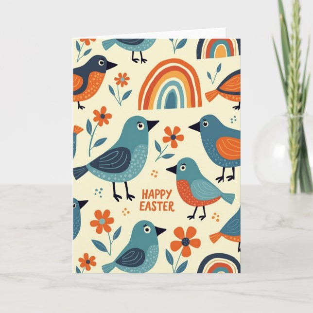 Birds And Blooms Easter Card Kort (Framsida)